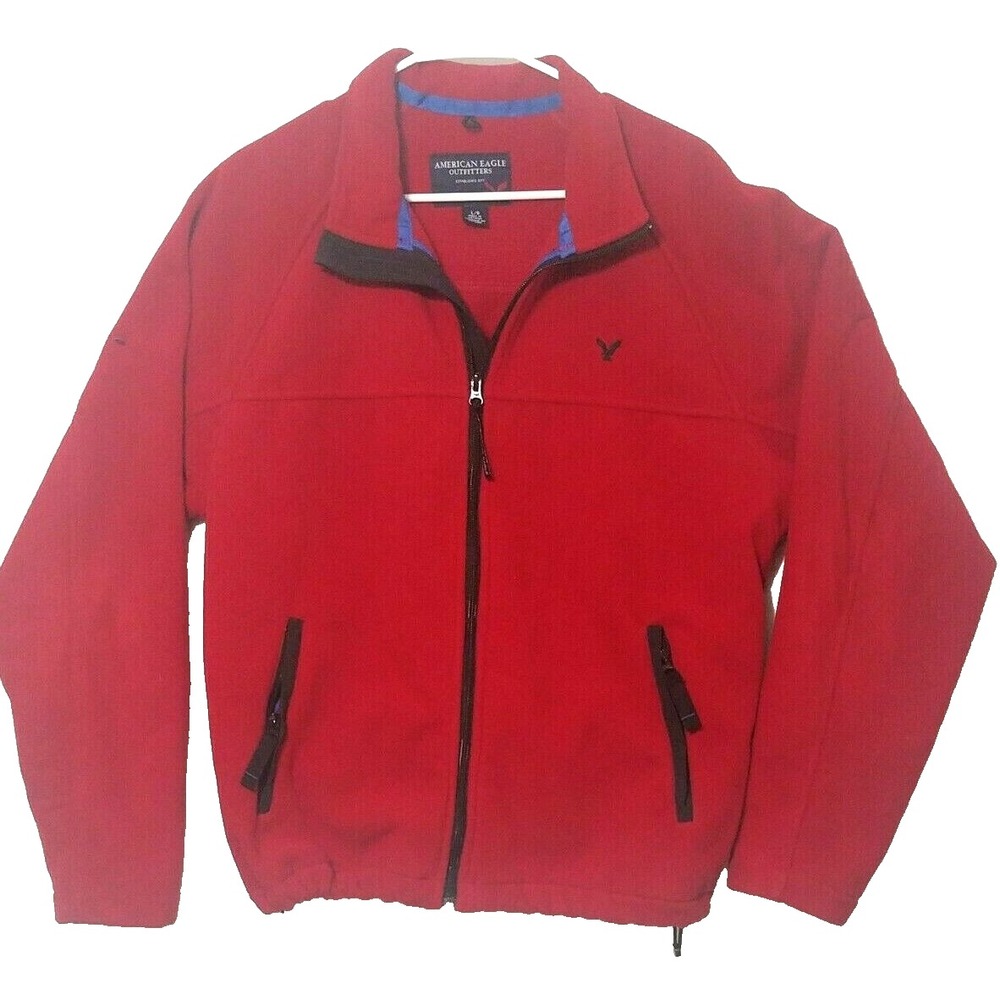 American Eagle Outfitters Men's size Large Long sleeve red full front zip jacket